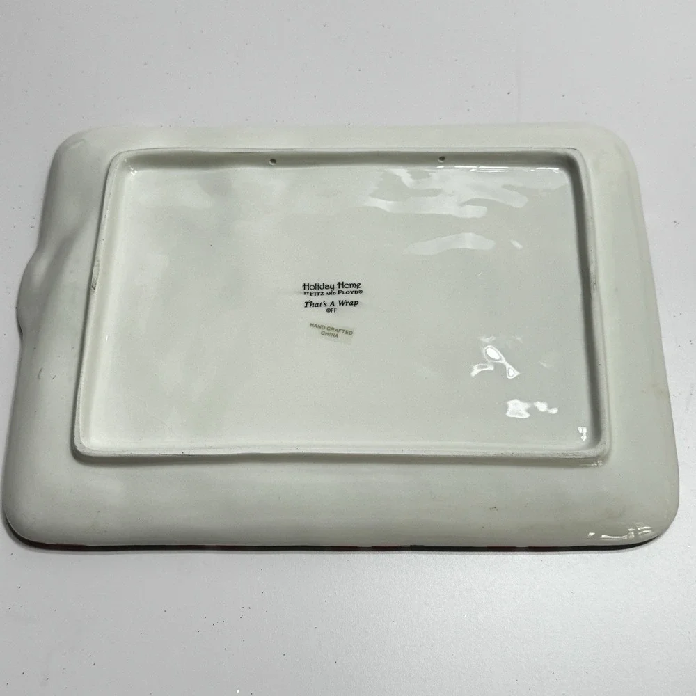 Fitz & Floyd Holiday Home THAT'S A WRAP Cookies For Santa Christmas Plate  Tray